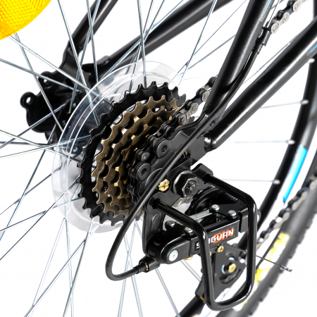 Bicicleta MTB-FS Rich Bike, Saiguan Revoshift 18 Viteze, Roti 24 Inch, Frane V-Brake, RICH CSR24/49A, Cadru Negru cu Design Albastru [4]