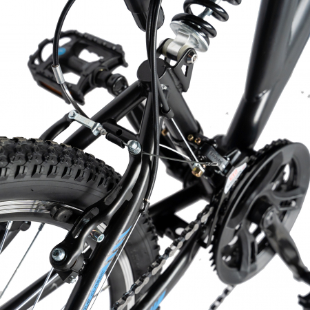 Bicicleta MTB-FS Rich Bike, Saiguan Revoshift 18 Viteze, Roti 24 Inch, Frane V-Brake, RICH CSR24/49A, Cadru Negru cu Design Albastru [3]