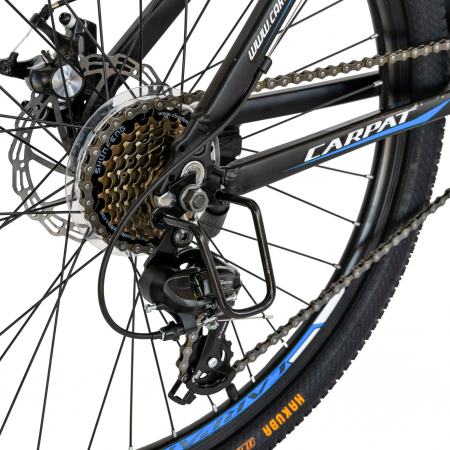 Bicicleta MTB-HT Carpat, Shimano Tourney TY-300, 21 Viteze, Cadru Aluminiu, Roti 26 Inch, Frane pe Disc,Carpat CSC26/99A, Negru cu Design Albastru [3]