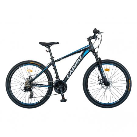 Bicicleta MTB-HT Carpat, Shimano Tourney TY-300, 21 Viteze, Cadru Aluminiu, Roti 26 Inch, Frane pe Disc,Carpat CSC26/99A, Negru cu Design Albastru [0]