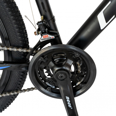 Bicicleta MTB-HT Carpat, Shimano Tourney TY-300, 21 Viteze, Cadru Aluminiu, Roti 26 Inch, Frane pe Disc,Carpat CSC26/99A, Negru cu Design Albastru [5]