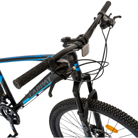 Bicicleta MTB-HT Carpat, Shimano Tourney TY-300, 21 Viteze, Cadru Aluminiu, Roti 27.5 Inch, Frane pe Disc,Carpat CSC27/57C, Negru cu Design Albastru [6]