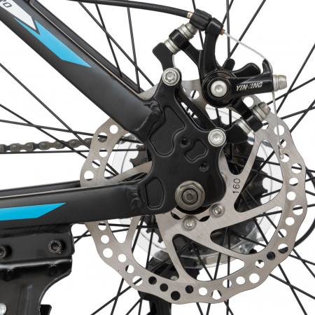 Bicicleta MTB-HT Carpat, Shimano Tourney TZ500D, 21 viteze, Roti 26 Inch, Cadru Aluminiu 6061, Frane pe Disc, Carpat CSC26/58C, Negru cu Design Albastru/Alb [4]