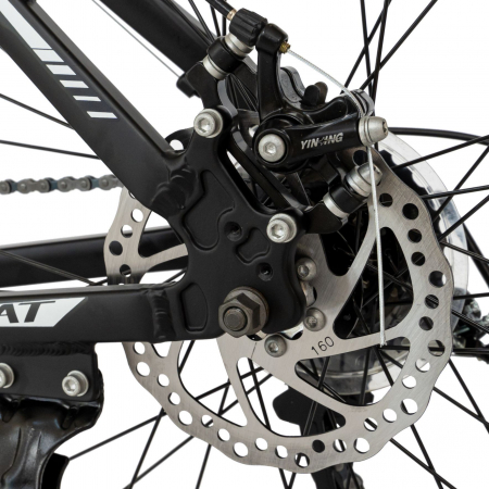 Bicicleta MTB-HT Carpat, Shimano Tourney TZ500D, 21 viteze, Roti 27.5 Inch, Cadru Aluminiu 6061, Frane pe Disc, Carpat CSC27/58C, Negru cu Design Alb/Albastru  [5]