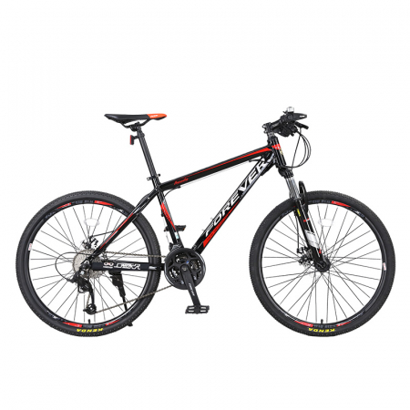 Bicicleta MTB-HT Forever F24T1B, roata 24", cadru aluminiu, 27 viteze, culoare negru/rosu [0]