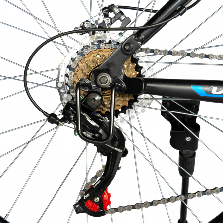 Bicicleta MTB-HT Velors, Shimano Tourney TZ500D, 18 Viteze, Roti 26 Inch, Frane pe Disc,Velors CSV26/60D, Cadru Negru cu Design Albastru [5]