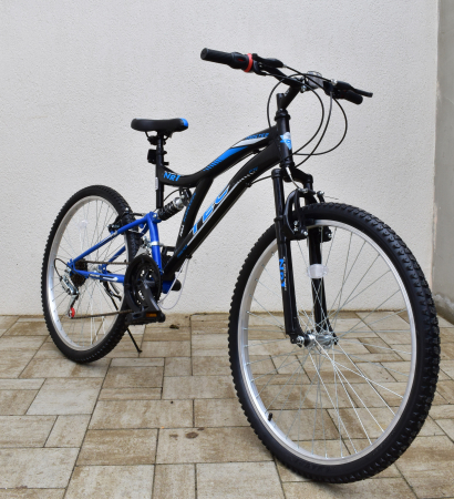 Bicicleta MTB Tec Master full suspensie, roata 26", culoare Alb/Albastru [1]
