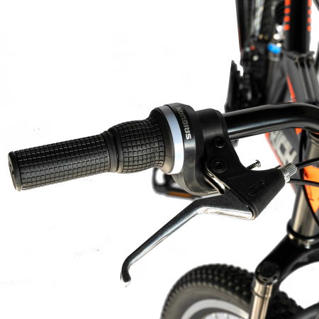 Bicicleta munte, dubla suspensie, RICH R2449A, roata 24", frana V-Brake, 18 viteze, negru/portocaliu [11]
