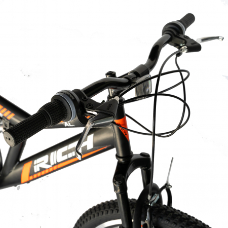 Bicicleta munte, dubla suspensie, RICH R2449A, roata 24", frana V-Brake, 18 viteze, negru/portocaliu [8]