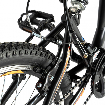 Bicicleta munte, dubla suspensie, RICH R2649A, roata 26", frana V-Brake, 18 viteze, negru / portocaliu [11]