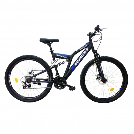 Bicicleta munte, dubla suspensie, RICH R2750D, roata 27.5", frana disc, 18 viteze, negru/albastru [0]