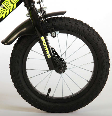 Bicicleta pentru baieti Volare Sportivo, 14 inch, culoare Negru/Galben neon, frana de mana + contra [4]