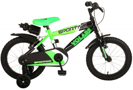 Bicicleta pentru baieti Volare Sportivo, 16 inch, culoare Verde neon/Negru, frana de mana fata - spate [0]