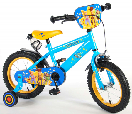 Bicicleta pentru copii Disney Toy Story 4, 14 inch, culoare albastru/galben, frana de mana + contra [2]