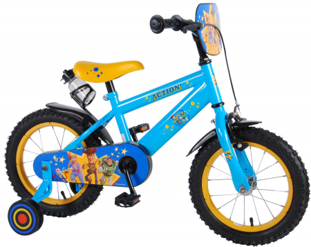 Bicicleta pentru copii Disney Toy Story 4, 14 inch, culoare albastru/galben, frana de mana + contra [0]