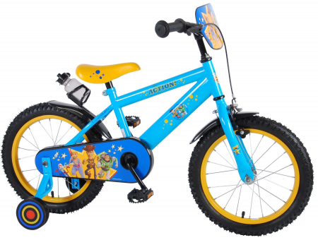 Bicicleta pentru copii Disney Toy Story 4, 16 inch, culoare albastru/galben, frana de mana + contra [0]