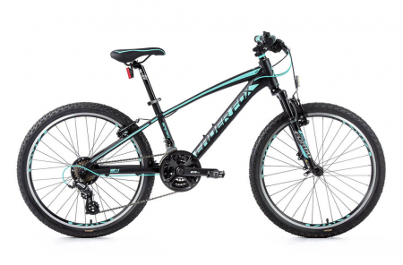 Bicicleta pentru copii MTB 24 inch Leader Fox Spider Boy negru turcoaz [0]