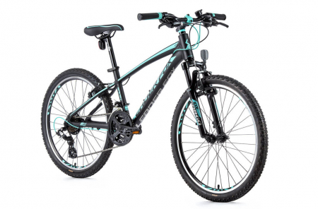 Bicicleta pentru copii MTB 24 inch Leader Fox Spider Boy negru turcoaz [1]