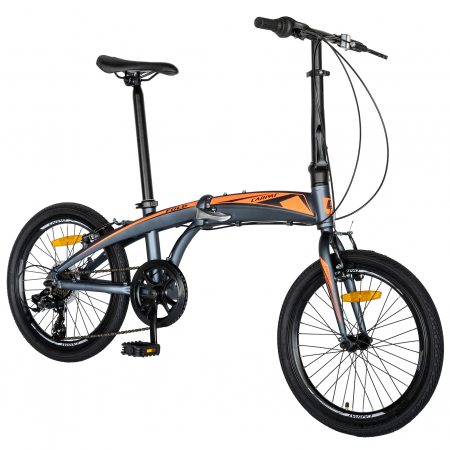 Bicicleta pliabila 20" CARPAT C2052C, echipare SHIMANO 7 viteze, culoare gri/portocaliu [1]