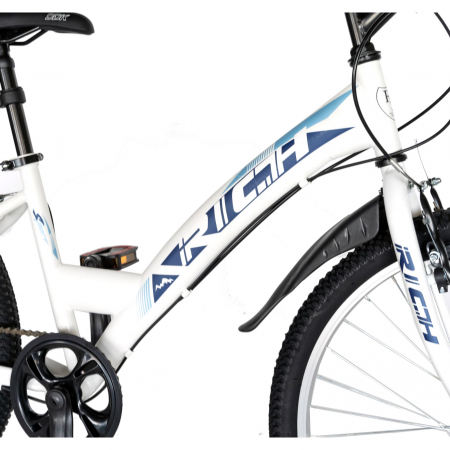 Bicicleta TREKKING 24 inch RICH R2430A, 6 viteze, culoare alb/albastru [4]