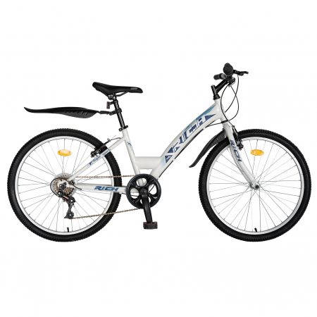 Bicicleta TREKKING 24 inch RICH R2430A, 6 viteze, culoare alb/albastru [0]