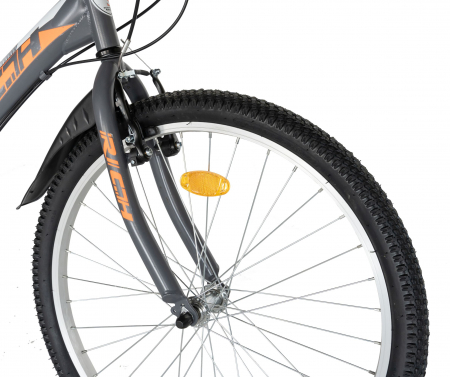 Bicicleta TREKKING 24" RICH R2430A, 6 viteze, culoare gri/portocaliu [10]
