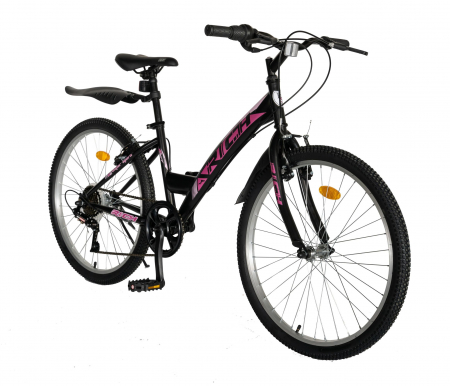Bicicleta TREKKING 24" RICH R2430A, 6 viteze, culoare negru/fucsia [1]