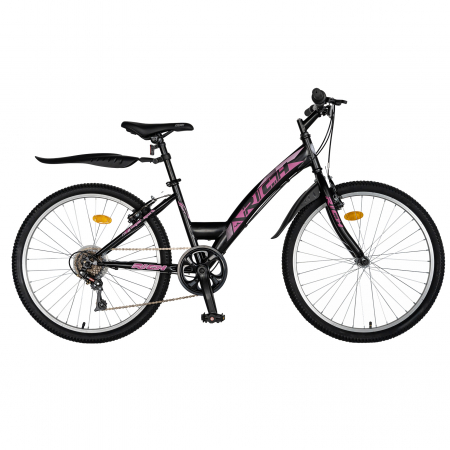 Bicicleta TREKKING 24" RICH R2430A, 6 viteze, culoare negru/fucsia [0]