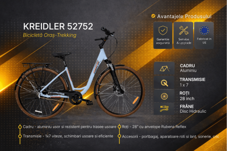 Bicicleta Trekking Kreidler 52752 - 28 inch, S, Gri [2]