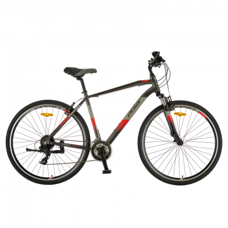 Biciclete de munte - Bicicleta Trekking Polar Forester Comp - 28 inch, S-M, Gri-Rosu