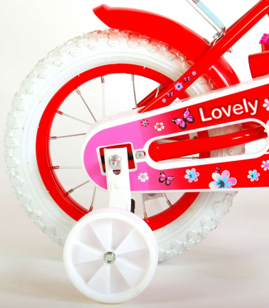 Bicicleta Volare Lovely pentru fete, 12 inch, culoare rosu/alb, frana de mana + contra [4]