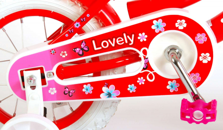 Bicicleta Volare Lovely pentru fete, 12 inch, culoare rosu/alb, frana de mana + contra [5]