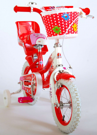 Bicicleta Volare Lovely pentru fete, 12 inch, culoare rosu/alb, frana de mana + contra [9]