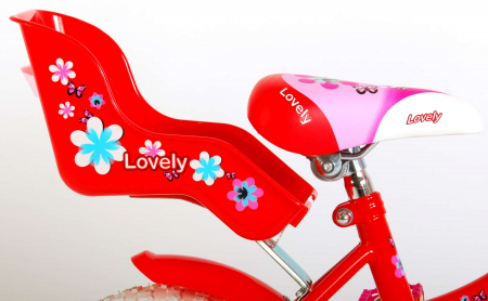 Bicicleta Volare Lovely pentru fete, 12 inch, culoare rosu/alb, frana de mana + contra [7]
