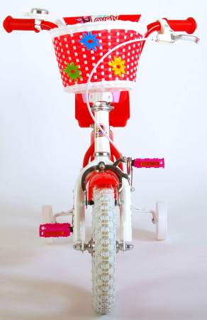 Bicicleta Volare Lovely pentru fete, 12 inch, culoare rosu/alb, frana de mana + contra [10]