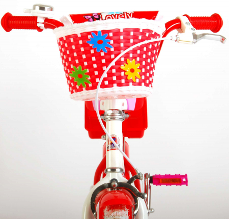 Bicicleta Volare Lovely pentru fete, 12 inch, culoare rosu/alb, frana de mana + contra [11]