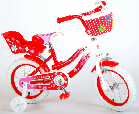 Bicicleta Volare Lovely pentru fete, 14 inch, culoare Rosu/Alb, frana de mana + contra [2]