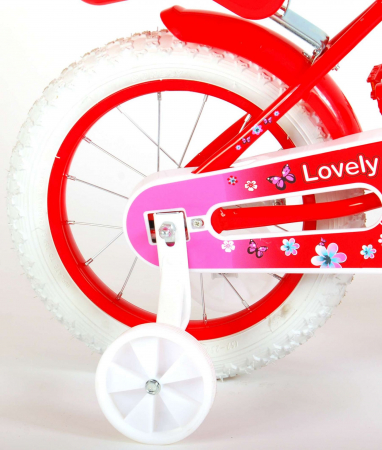 Bicicleta Volare Lovely pentru fete, 14 inch, culoare Rosu/Alb, frana de mana + contra [3]