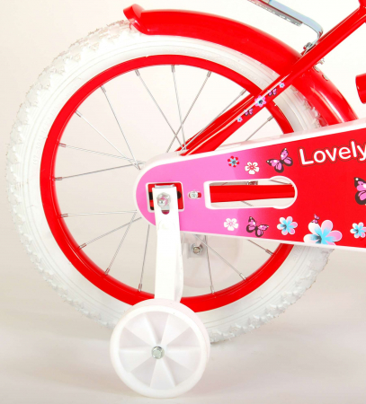 Bicicleta Volare Lovely pentru fete, 16 inch, culoare Rosu/Alb, frana de mana + contra [3]