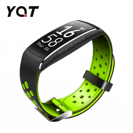 Bratara fitness inteligenta YQT Q8 cu functie de monitorizare ritm cardiac, Tensiune arteriala, Monitorizare somn, Pedometru, Notificari, Negru ; Verde [1]