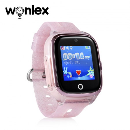 Ceas Smartwatch Pentru Copii Wonlex KT01 cu Functie Telefon, Localizare GPS, Camera, Pedometru, SOS, IP54 ; Roz Pal, Cartela SIM Cadou [1]