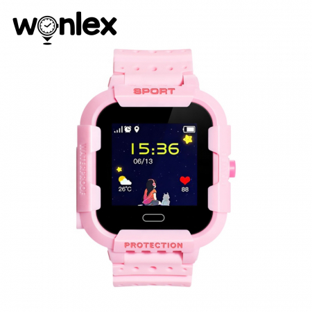 Ceas Smartwatch Pentru Copii Wonlex KT03 cu Functie Telefon, Localizare GPS, Camera, Pedometru, SOS, IP54 ; Roz, Cartela SIM Cadou [1]