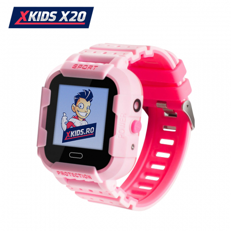 Ceas Smartwatch Pentru Copii Xkids X20 cu Functie Telefon, Localizare GPS, Apel monitorizare, Camera, Pedometru, SOS, IP54, Incarcare magnetica, Roz, Cartela SIM Cadou, Meniu engleza [0]