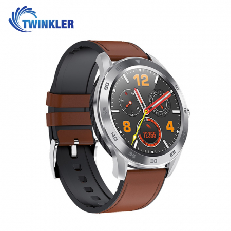 Ceas Smartwatch Twinkler TKY-SW10 cu functie de monitorizare ritm cardiac, Tensiune arteriala, EKG, Istoric apeluri, Agenda, Apelare prin Bluetooth, Argintiu ; Maro [1]