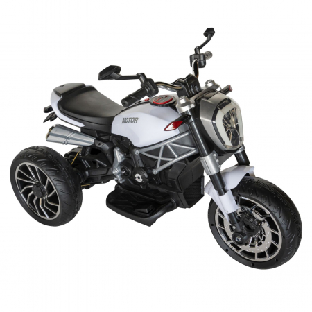 Motocicleta electrica copii Rich Baby cu acumulator, muzica si lumini, culoare alb/negru [0]