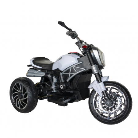 Motocicleta electrica copii Rich Baby cu acumulator, muzica si lumini, culoare alb/negru [1]
