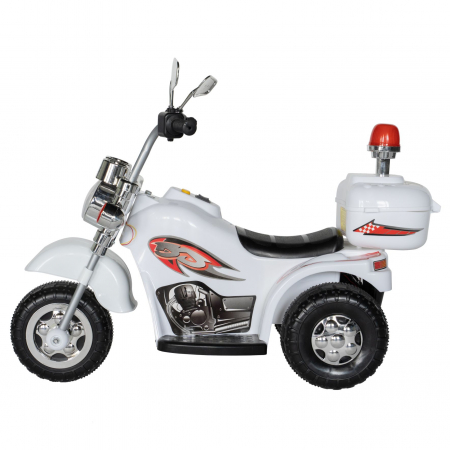 Motocicleta electrica Rich Baby copii cu acumulator, muzica si lumini, culoare alb [3]