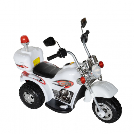 Motocicleta electrica Rich Baby copii cu acumulator, muzica si lumini, culoare alb [1]