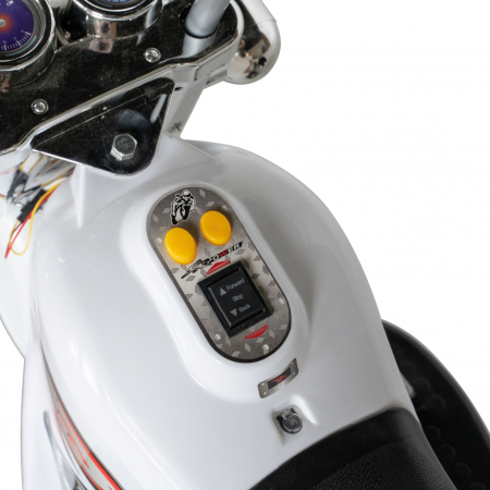 Motocicleta electrica Rich Baby copii cu acumulator, muzica si lumini, culoare alb [6]