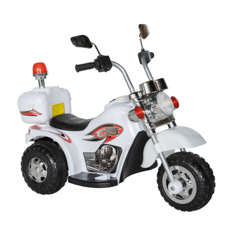 Motocicleta electrica Rich Baby copii cu acumulator, muzica si lumini, culoare alb [0]